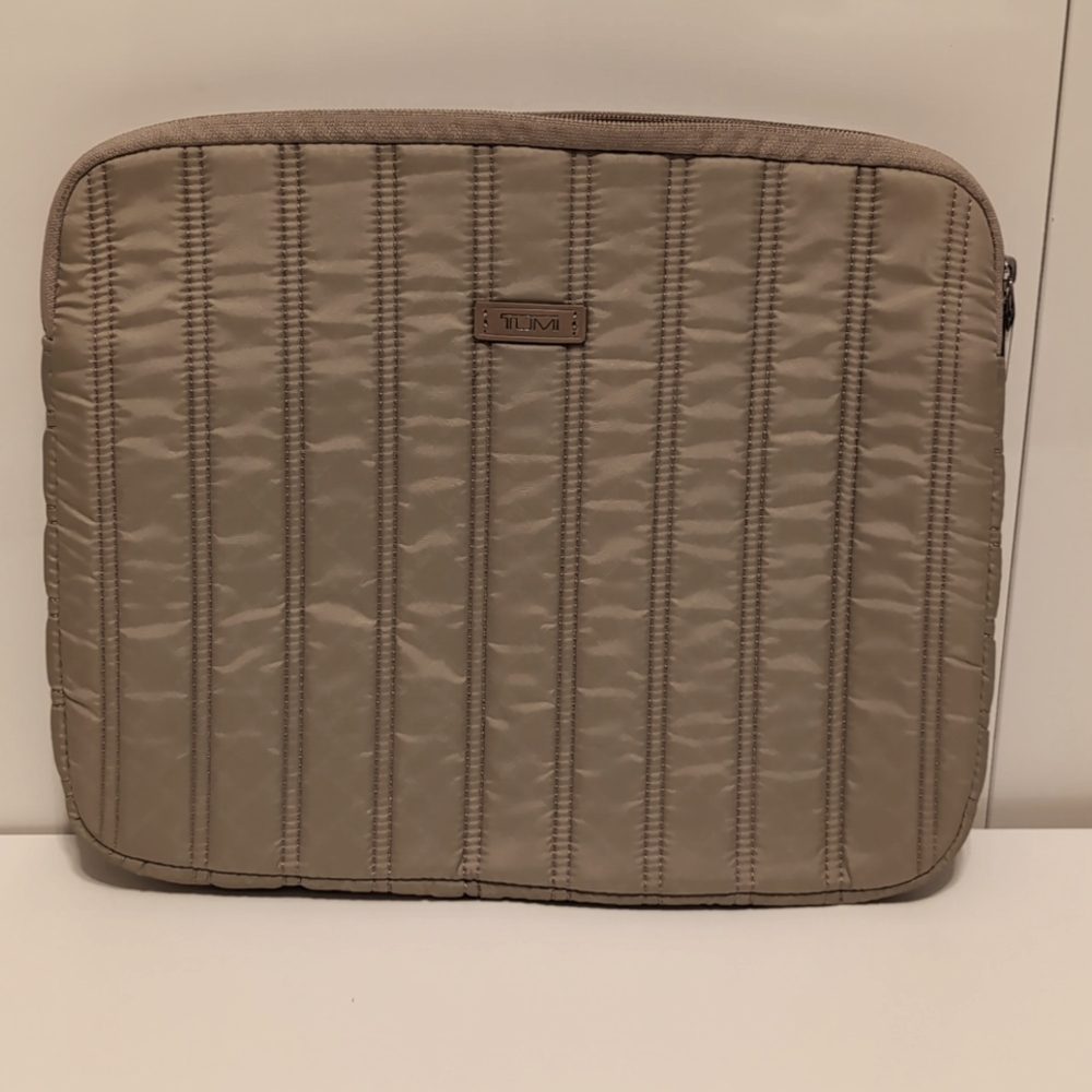 Tumi Beige Padded iPad Tablet Laptop Sleeve